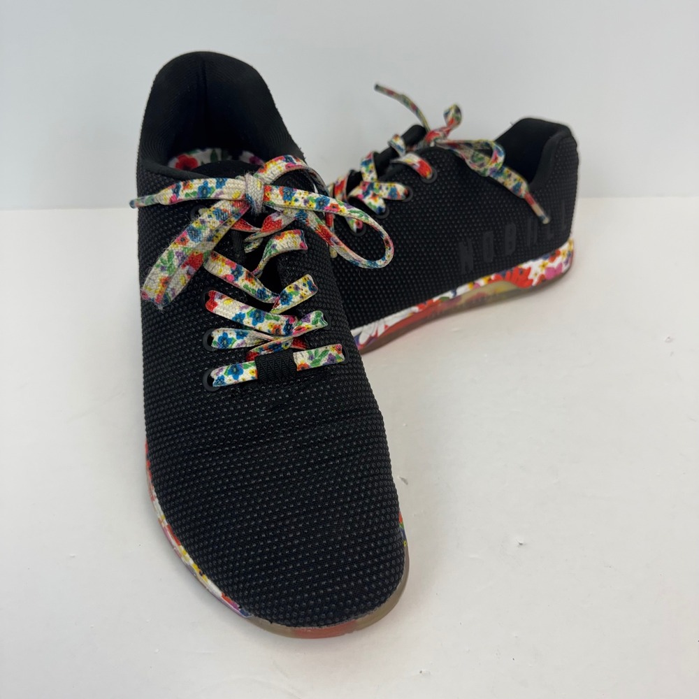 NOBULL Trainer Black Floral SuperFabric Cross Training Shoes Womens 9 Mens 7.5